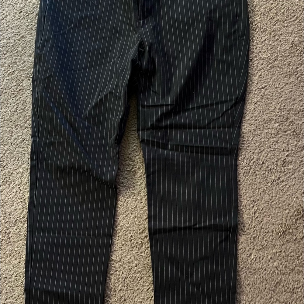 Men's Dark Grey Pinstripe Pants